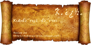 Kubányi Áron névjegykártya